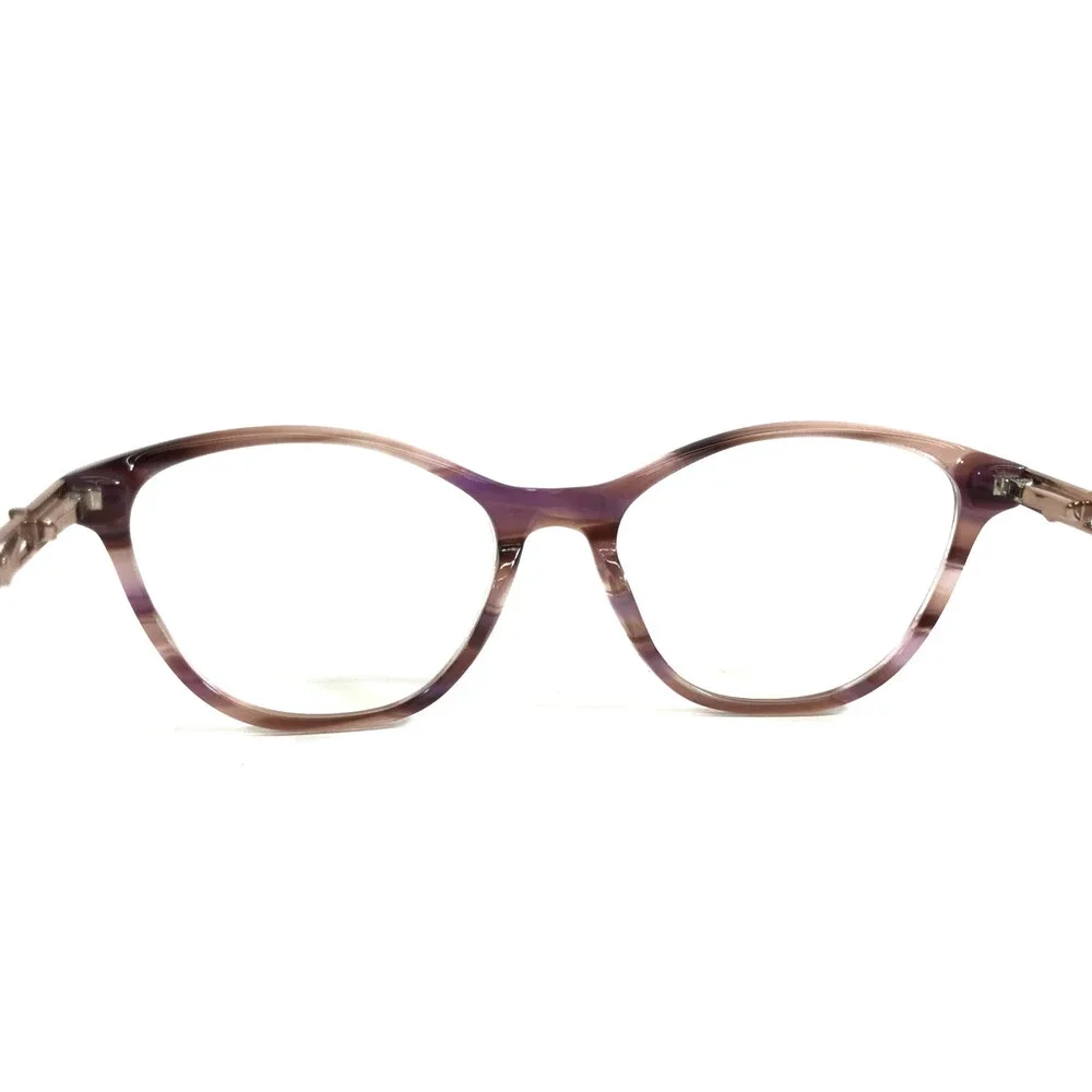 Bulova Eyeglasses Frames Purple Rose Gold Woven Chain Cat Eye 52-18-140